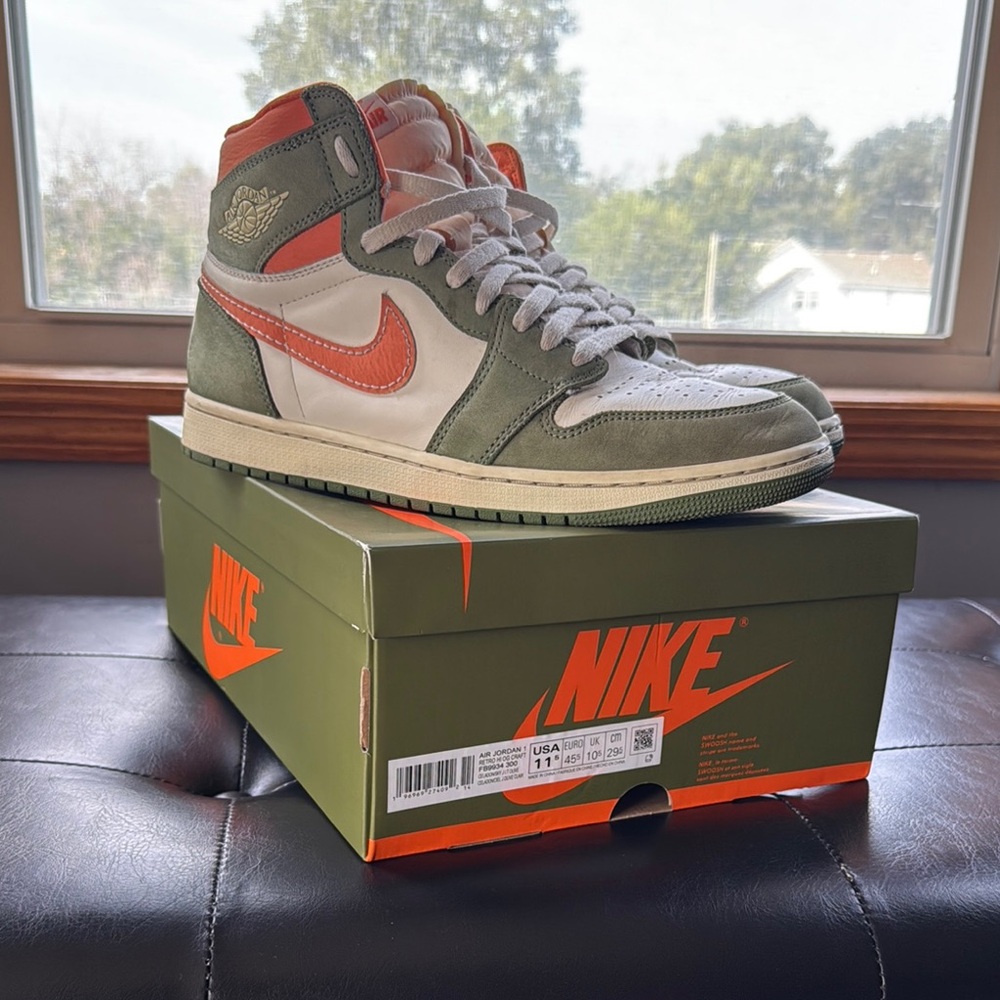 Nike Jordan 1’s Green and Orange High-Top Sneakers